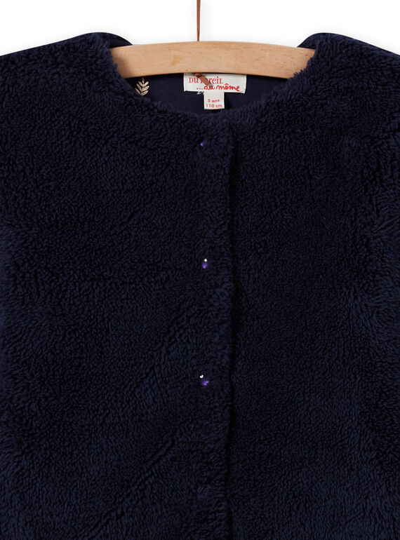 Girl's reversible faux fur night blue cardigan MAJOCARF1 / 21W90114CARC205