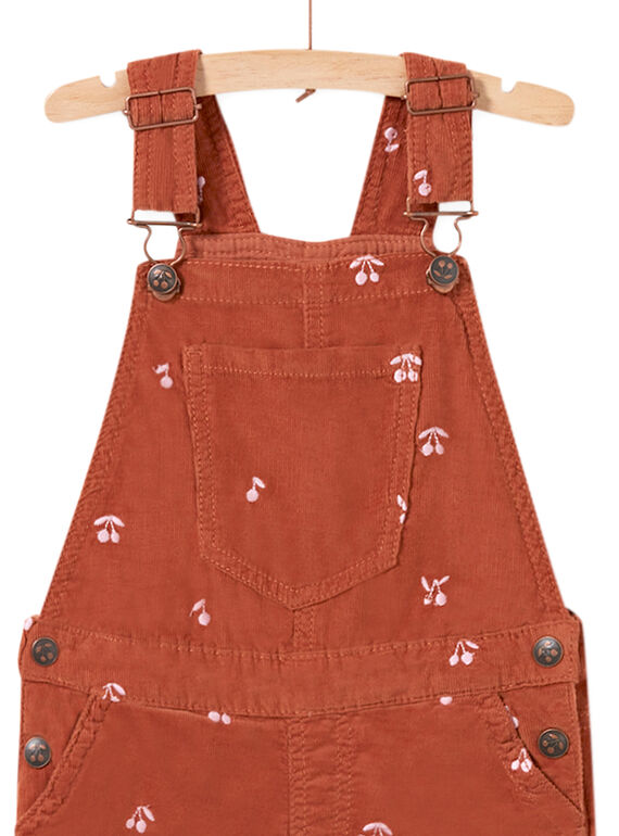 Child girl's short velvet dungarees with cherry print MACOMSAC / 21W901L1SAC420