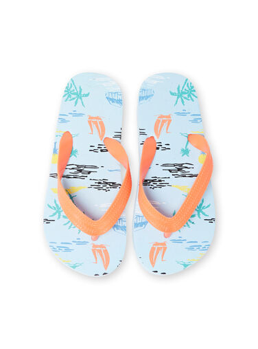 Pale blue palm tree print flip flops for boys LGTONGPALM / 21KK3661D01202
