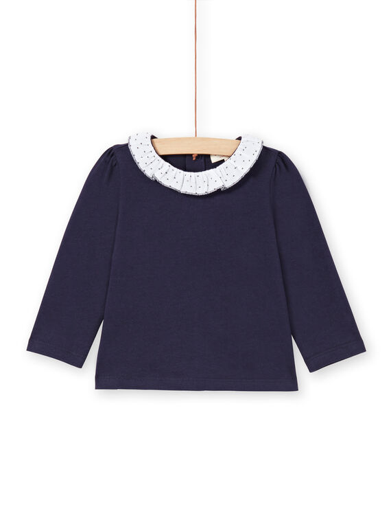 Baby girl navy blue and white T-shirt MIJOBRA3 / 21WG0913BRA070