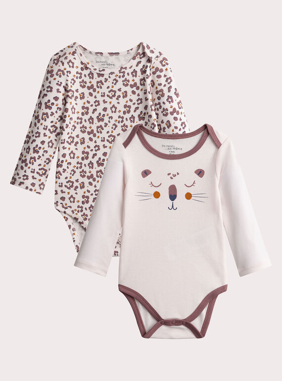 Set of 2 body manChes longgues with panther print for baby girl  VEFIBODPAN / 24WH1383BDLD305