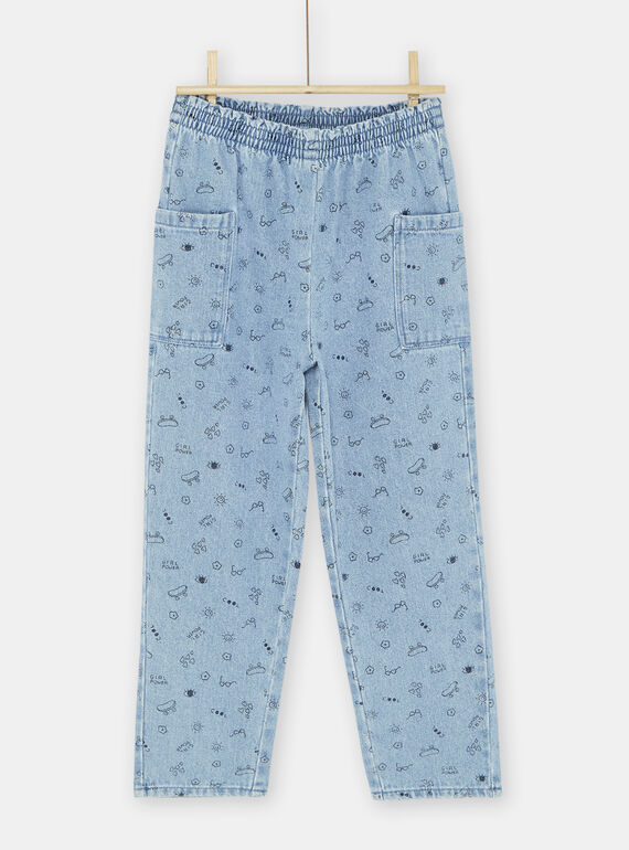 Blue denim jeans with fancy print SALINPANT / 23W901H1PANP274