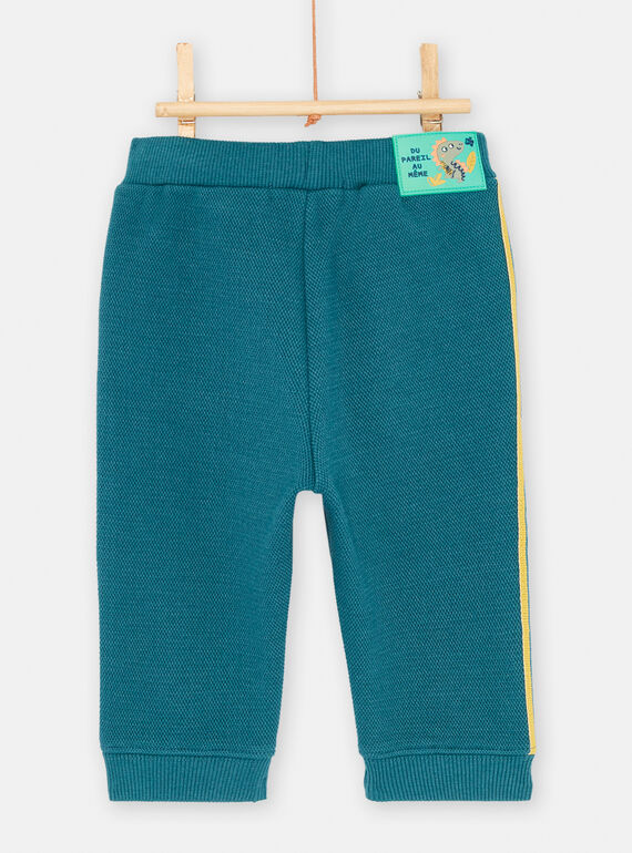 Baby boy bottle-green quilted fleece pants SUVERBAJOG / 23WG10J3PANG611