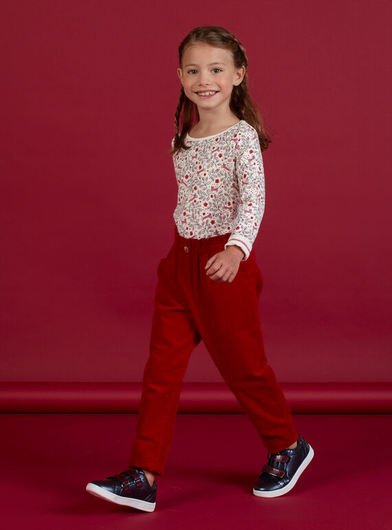 Baby girl red corduroy paperbag pants MAFUNPANT2 / 21W901M1PANF504