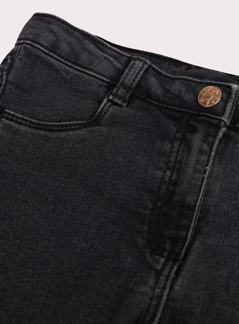 Black denim jeans with shiny details for girls  VAKOJEAN / 24W90131JEAK003