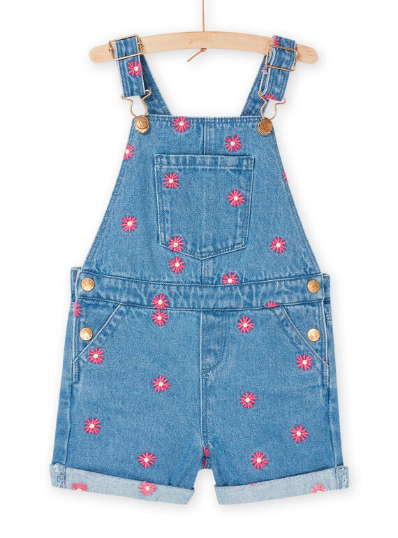 Blue denim overalls with flowery embroidery RAMAGSAC / 23S901T1SACP272