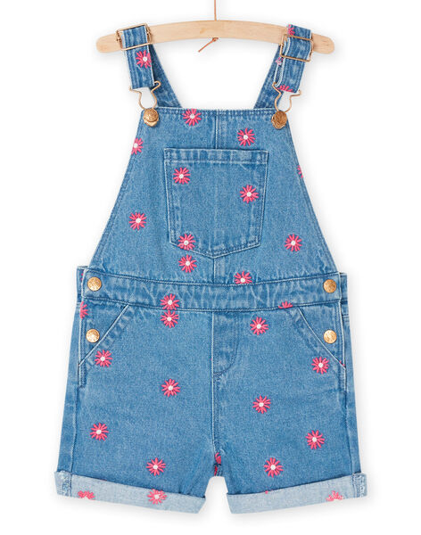 Blue denim overalls with flowery embroidery RAMAGSAC / 23S901T1SACP272