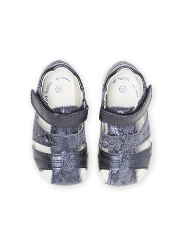 Baby girl navy blue leather sandals NISANDMELANIE / 22KK3742D0E070