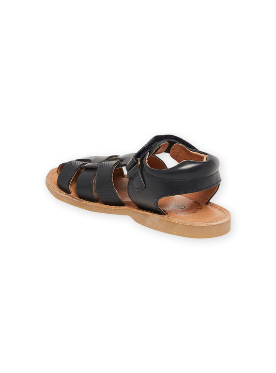 Navy blue leather sandals child boy NOSANDMARC / 22KK3646D0E070