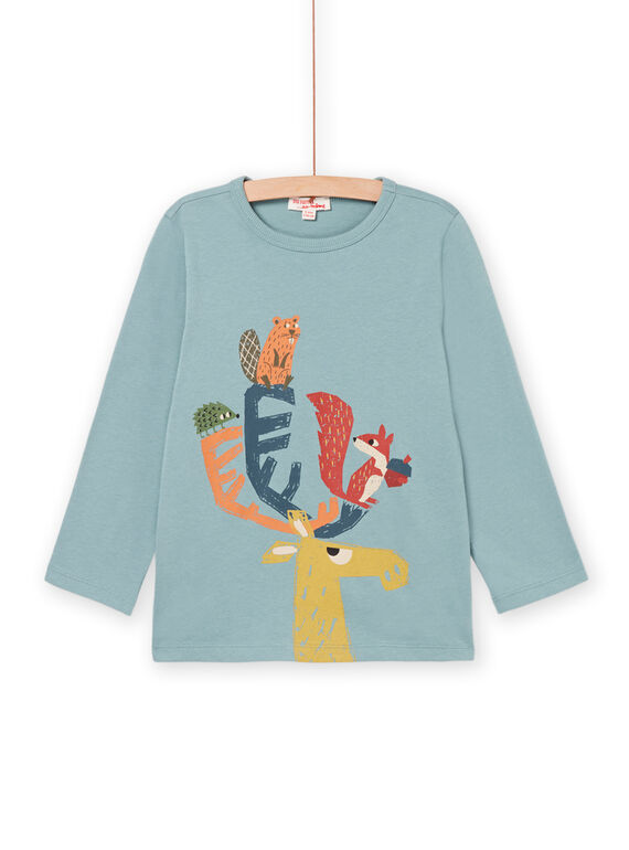 Long sleeved t-shirt with forest animals prints PORHUTEE1 / 22W902Q3TMLC216
