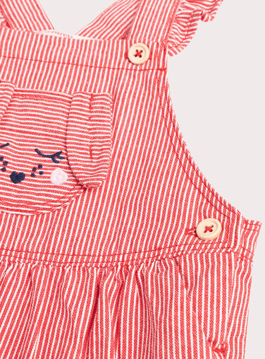 Baby girls' red striped dungarees Baby girls' red striped dungarees WIKASAL / 25SG0932CBLA001