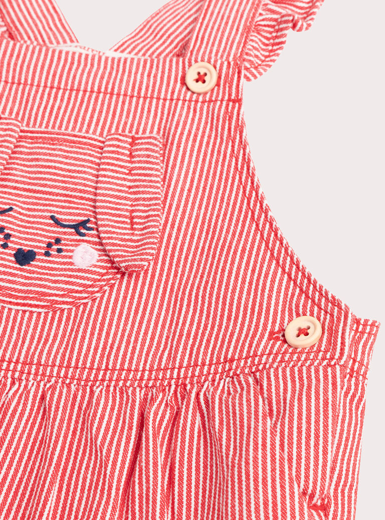 Baby girls' red striped dungarees Baby girls' red striped dungarees WIKASAL / 25SG0932CBLA001