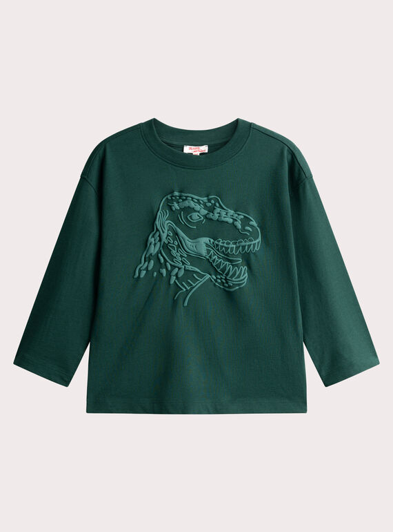  Pine green animation dino t-shirt for boys  VOJOTI1 / 24W902I3TMLG633