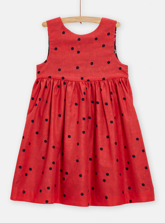 Girl's blue and red reversible dress with scalloped back TACLUROB1 / 24S901O1ROBC211