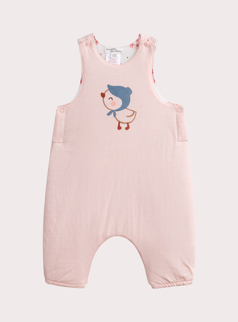 Reversible pink baby dungarees for girls  VOU1SAL1 / 24WF03C1SALD317