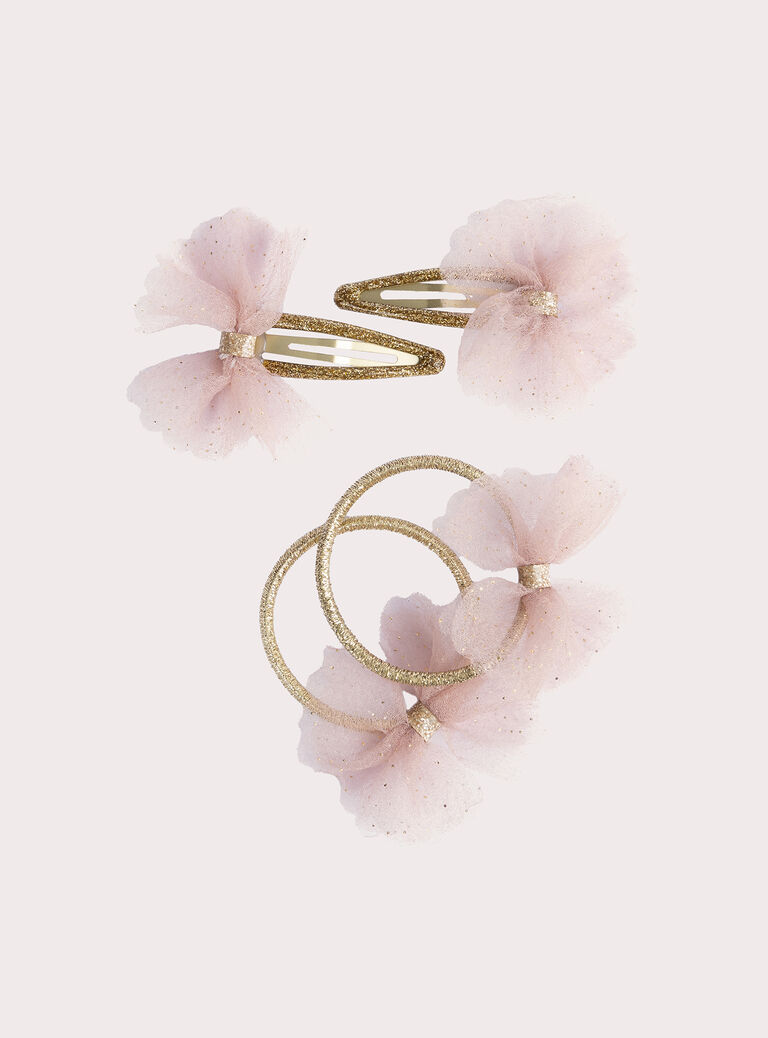  Set of pink tulle elastics and barrettes for girls
 VYAJOELA9 / 24WI01L4ELAK008