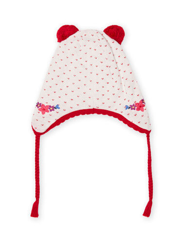 Baby girl jacquard knit hat with pompons MYIMIXBON / 21WI0951BON001