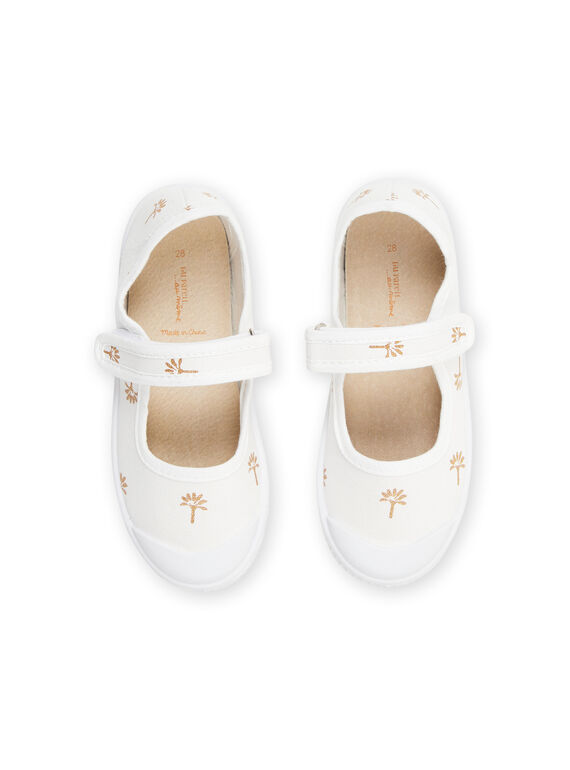 White iridescent palm print canvas slippers RATOILCEREM / 23KK3572D17001