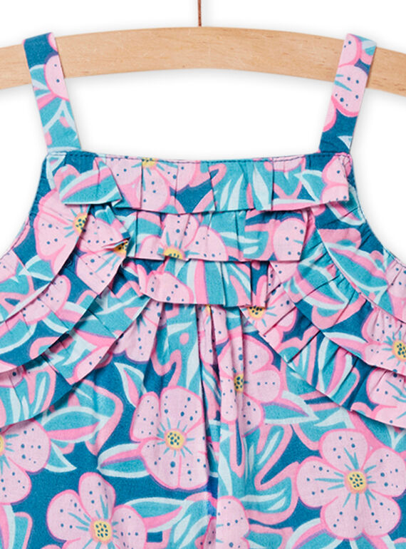 Baby girl petrol blue dress with floral print 22SG09U2ROB215