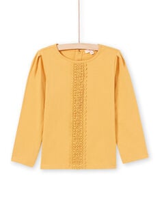 Girl's long-sleeved mustard T-shirt with lace MAJOSTEE3 / 21W9012BTMLB106