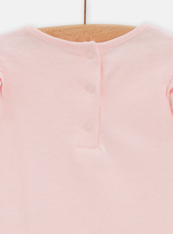Pink cat and flower T-shirt for baby girl TICLUTI2 / 24SG09O1TMCD328