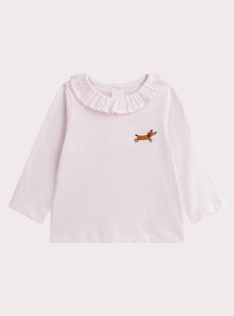 Baby girls' soft pink T-shirt WIKABRA1 / 25SG0934BRA307