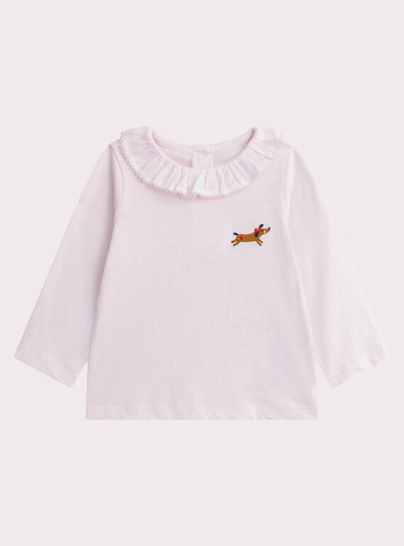 Baby girls' soft pink T-shirt WIKABRA1 / 25SG0934BRA307