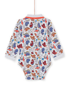 Boy's baby bodysuit with collar, long sleeves and dinosaur print MUPABOD / 21WG10H1BOD943
