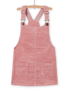 Girl's old pink corduroy dress-salopette MASAUROB2 / 21W901P3ROB303