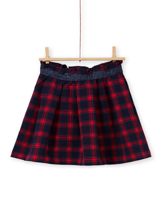 Girl's flared skirt blue and red with tartan print MAMIXJUP1 / 21W901J2JUPC205