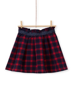Girl's flared skirt blue and red with tartan print MAMIXJUP1 / 21W901J2JUPC205