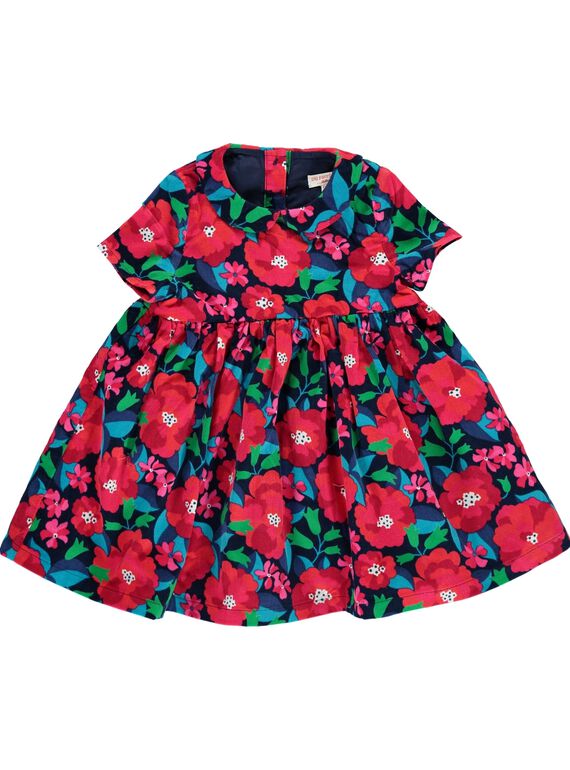 Baby girls' short-sleeved velour dress DITRIROB3 / 18WG09D2ROB099
