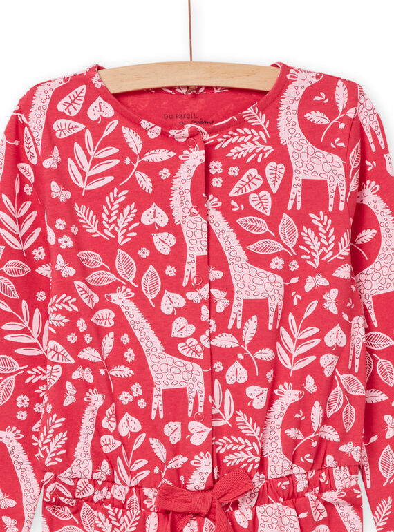 Pink night suit with foliage and giraffe print child girl NEFACOMBGIR / 22SH11G1D4FD318
