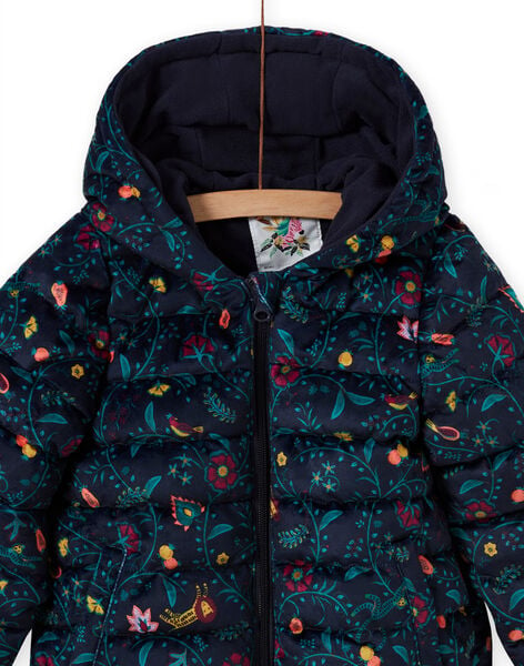 Quilted padded jacket with colorful floral print in velvet for girls MAVELDOUNE / 21W90154D3E070