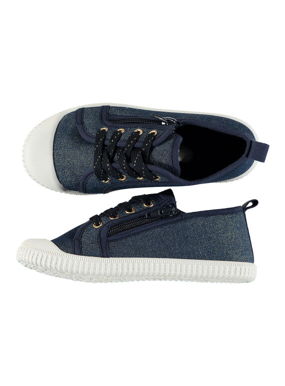 Girls' denim canvas trainers FFTENJEAN / 19SK35B2D16070
