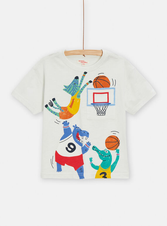 Boy's white basketball T-shirt TOCLUTI1 / 24S902O3TMC002