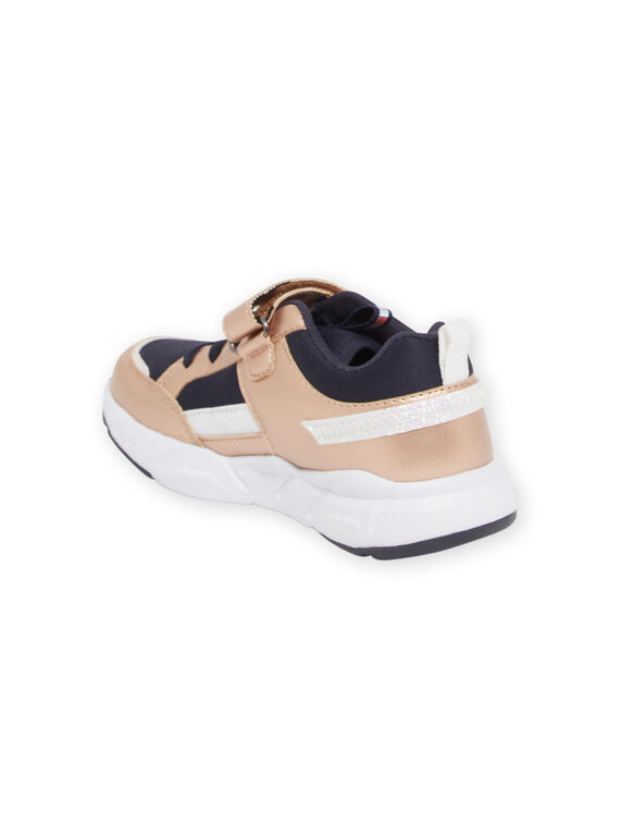 navy blue and pink sneakers