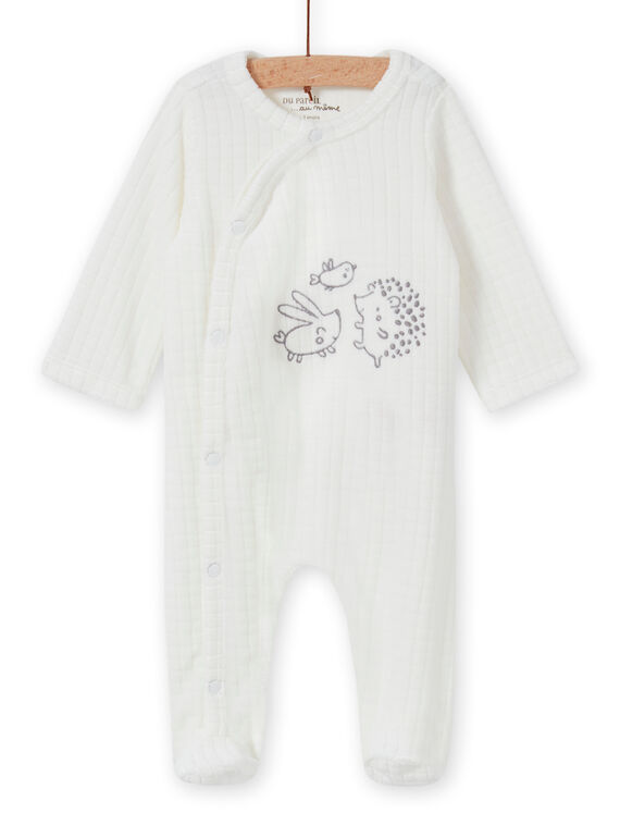 Baby girl's unbleached animal print romper MOU2GRE3 / 21WF05D1GRE001