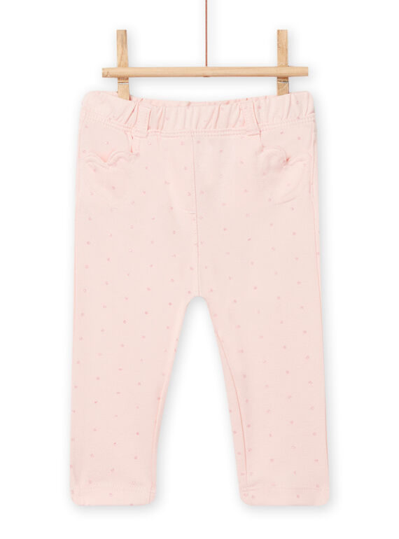 Baby girl powder pink polka dot pants with heart pockets NIJOPAN2 / 22SG0963PAND327