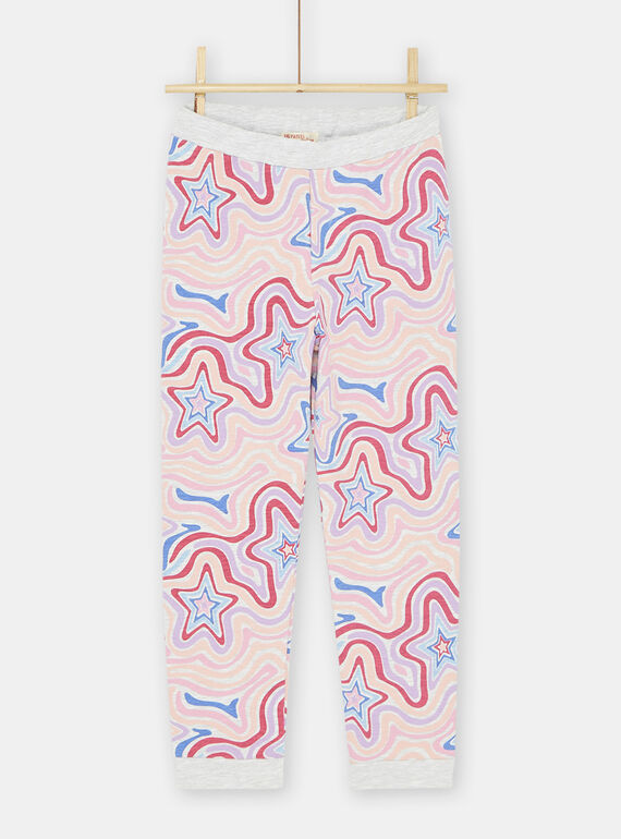 Girl's grey and pink pyjamas with dog on roller skates motif 