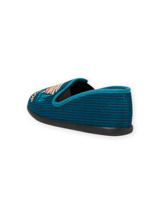 Boy's petrol blue slippers with landscape design MOPANTOUT / 21XK3621D0B715