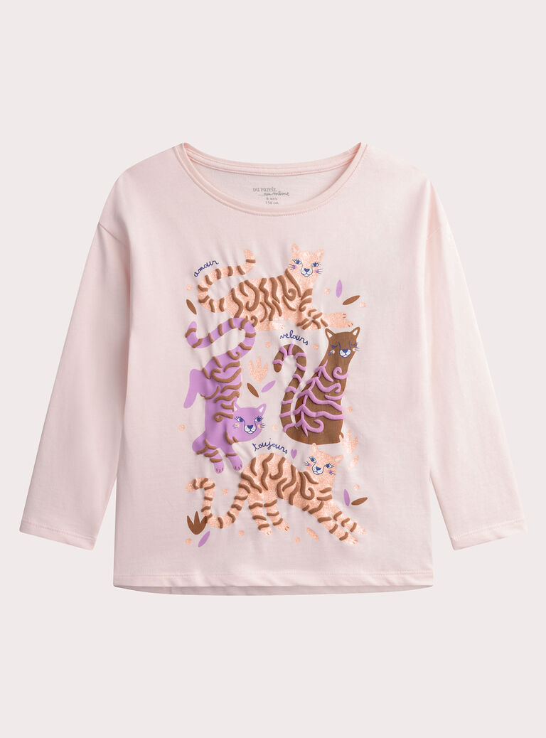 Girls' plain ecru pyjamas WEFAPYJTIG / 25SH1194PYJ114