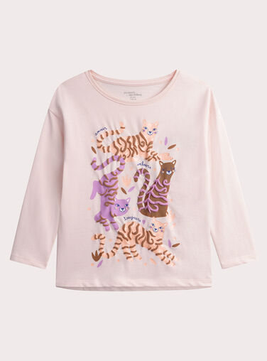 Girls' plain ecru pyjamas WEFAPYJTIG / 25SH1194PYJ114