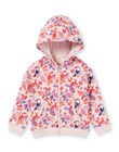 Pink and purple hoodie with parrots and flowers print child girl MAJOHAUJOG3 / 21W90113JGHD314