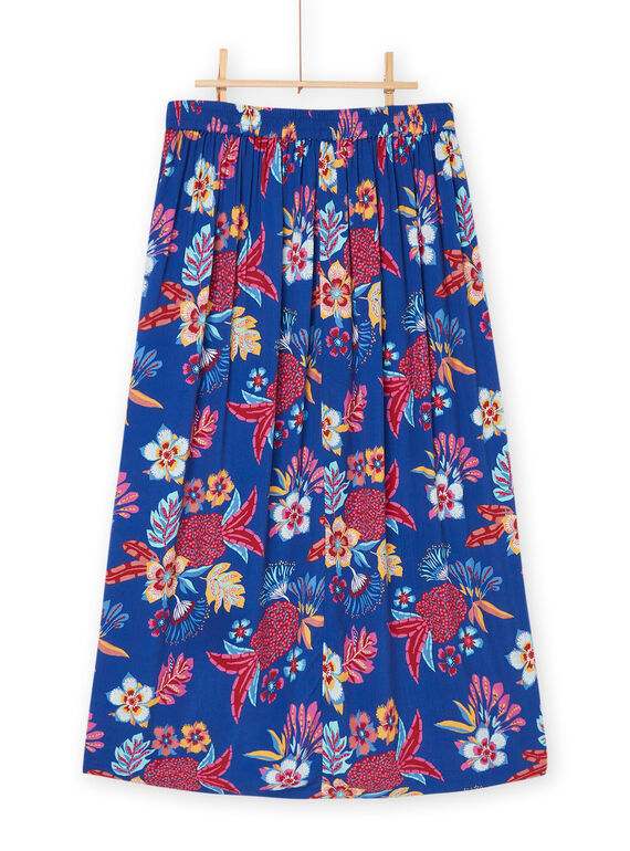 Blue long skirt with exotic print RAMUMJUP1 / 23S993G1JUP720