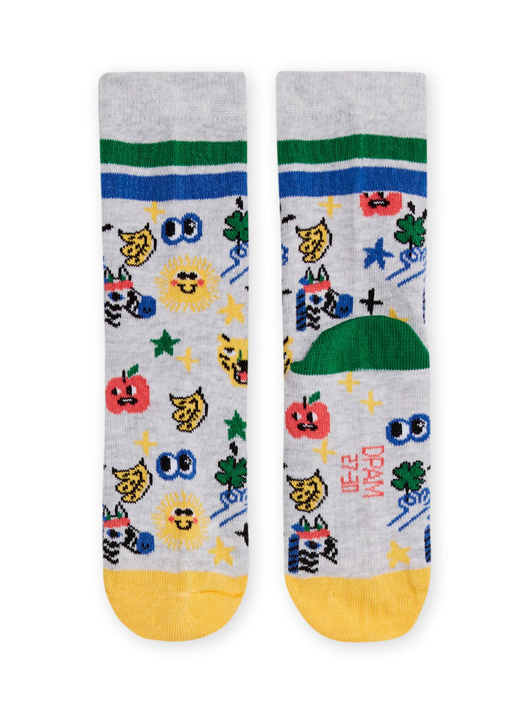 Child boy's mottled gray socks with fantasy designs NYOLUCHO2 / 22SI02P2SOQJ920