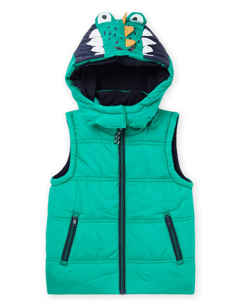 Sleeveless hooded down jacket with dinosaur animation POGRODOU1 / 22W902F1BLOG623