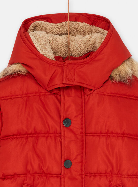 Red hooded down jacket SOGRODOU2 / 23W902D2D3E410