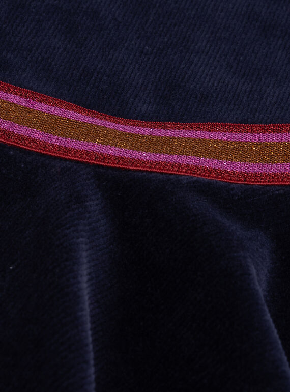 Navy dress in ribed velvet and lurex for girls VAROROB3 / 24W901P1ROB070