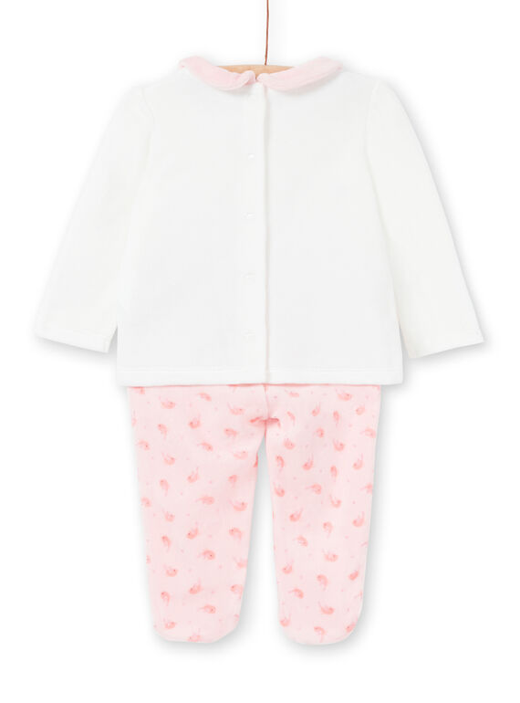 Baby girl's velvet pajamas with bird patterns LEFIPYJAMI / 21SH1311PYJ001